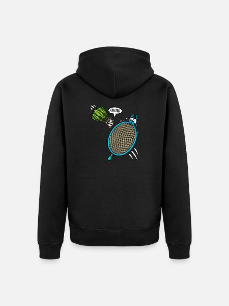 Badminton Player Shuttlecock Screaming Ahhh - Unisex Premium Organic Zip Hoodie - black