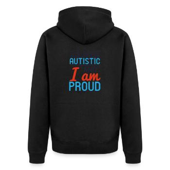 I am autistic and I am proud - Unisex Premium Organic Zip Hoodie - black - Back - Nico (187cm)