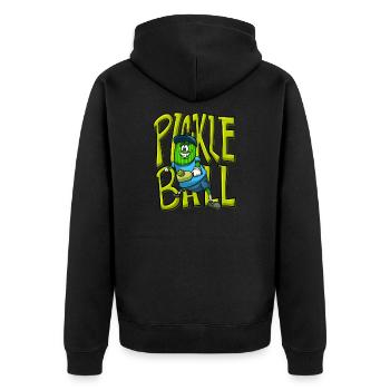 Pickle als Gurkenspieler Pickleball - Unisex Premium Bio Zip Hoodie - Schwarz - Hinten - Nico (187cm)