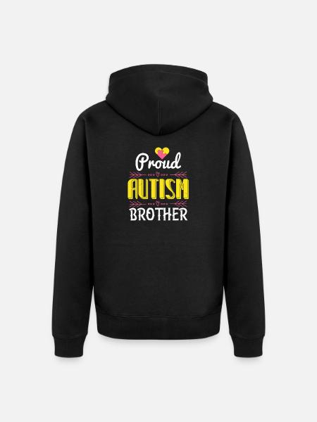 fier frère autiste - Veste à capuche bio Premium Unisexe - noir