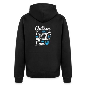 Autismus ist Teil dessen, wer ich bin - Unisex Premium Bio Zip Hoodie - Schwarz - Hinten - Nico (187cm)