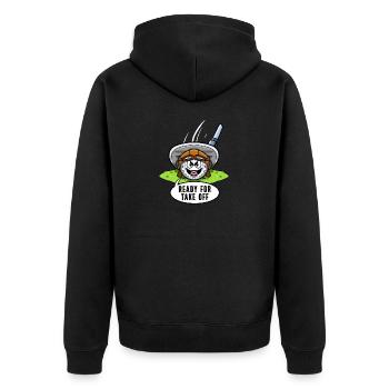 Golf Player Golf With Aviator Cap Golf Court - Unisex Premium Organic Zip Hoodie - black - Back - Nico (187cm)