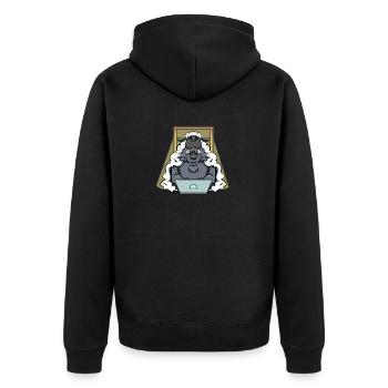 Hacker Wolf im Schafspelz Cybersicherheit - Unisex Premium Bio Zip Hoodie - Schwarz - Hinten - Nico (187cm)