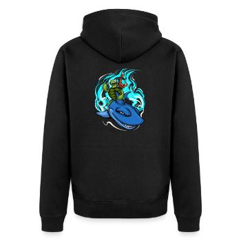 Le requin nage avec la tortue et le crabe - Veste à capuche bio Premium Unisexe - noir - Dos - Nico (187cm)