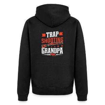 Shooting Grandpa Clay Skeet Shooting - Unisex Premium Organic Zip Hoodie - black - Back - Nico (187cm)