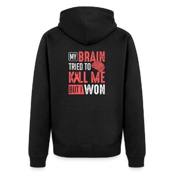 Mein Gehirn versuchte, mich zu töten, ich gewann Schlaganfall Survivor - Unisex Premium Bio Zip Hoodie - Schwarz - Hinten - Nico (187cm)