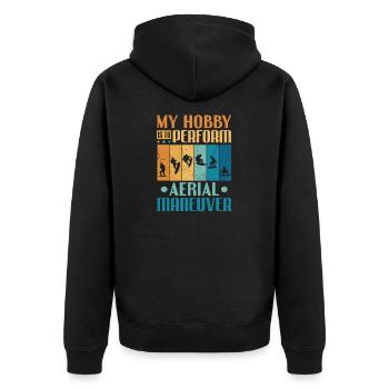 My Hobby Perform Aerial Maneuvers Wakeboarding - Unisex Premium Organic Zip Hoodie - black - Back - Nico (187cm)