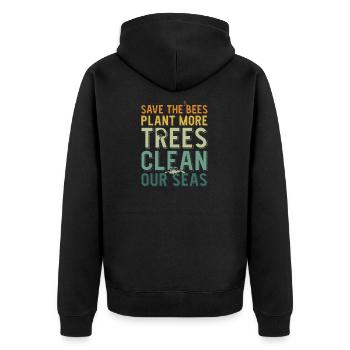 Save The Bees Plant More Trees Clean Seas - Veste à capuche bio Premium Unisexe - noir - Dos - Nico (187cm)