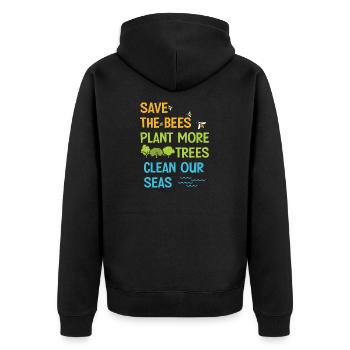 Save The Bees Plant More Trees Clean Seas - Veste à capuche bio Premium Unisexe - noir - Dos - Nico (187cm)