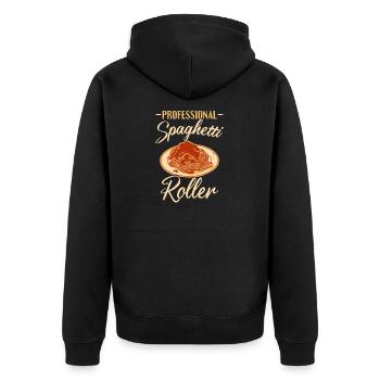 Italian Food Profeesional Spaghetti Roller Pasta - Unisex Premium Bio Zip Hoodie - Schwarz - Hinten - Nico (187cm)