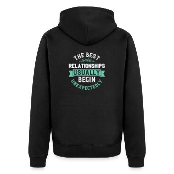 Les meilleures relations commencent généralement de manière inattendue - Veste à capuche bio Premium Unisexe - noir - Dos - Nico (187cm)