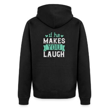 S’il vous fait rire - Veste à capuche bio Premium Unisexe - noir - Dos - Nico (187cm)