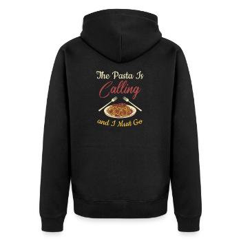 The Pasta Is Calling And I must Go - Unisex Premium Organic Zip Hoodie - black - Back - Nico (187cm)