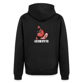 Ich bin fertig mit Ihnen Magen-Sleeve-Bariatrische Chirurgie - Unisex Premium Bio Zip Hoodie - Schwarz - Hinten - Nico (187cm)
