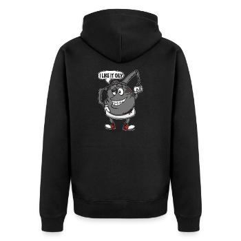 Öl kann ich es gefällt öliger Automechaniker - Unisex Premium Bio Zip Hoodie - Schwarz - Hinten - Nico (187cm)