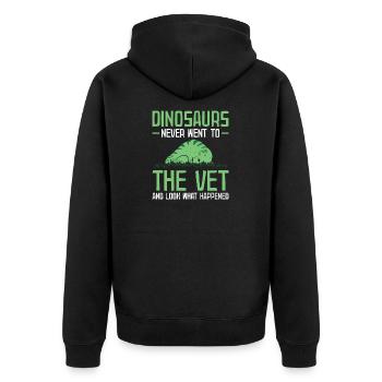 Dinosaurs Never Went To The Tierarzt - Unisex Premium Bio Zip Hoodie - Schwarz - Hinten - Nico (187cm)