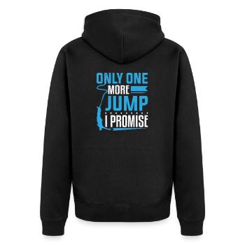 Nur noch ein Sprung verspreche ich Bungee-Jumping - Unisex Premium Bio Zip Hoodie - Schwarz - Hinten - Nico (187cm)