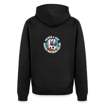 Fußballspieler Vater und Sohn Fußballpartner Fußball Fußball - Unisex Premium Bio Zip Hoodie - Schwarz - Hinten - Nico (187cm)