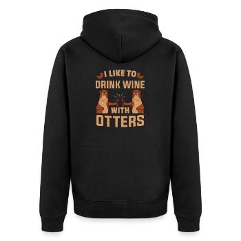 Loutre J’aime boire du vin avec des loutres de vin - Veste à capuche bio Premium Unisexe - noir - Dos - Nico (187cm)