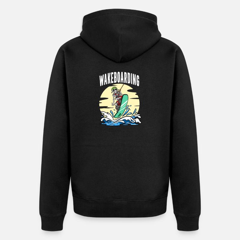 Wakeboard Squelette Wakeboarder Wakeboard - Veste à capuche bio Premium Unisexe - noir