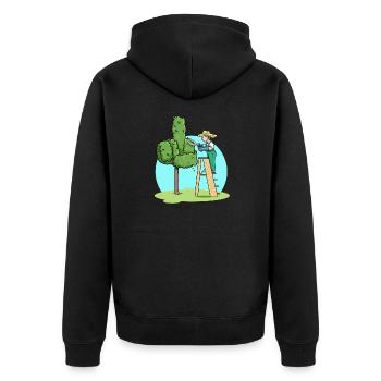 Garden Gardener Cut Hedge Middle Finger Gardening - Unisex Premium Organic Zip Hoodie - black - Back - Nico (187cm)