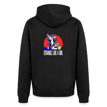 Kampfkunst erwürgt wie ein Mädchen Judoka Judo - Unisex Premium Bio Zip Hoodie - Schwarz - Hinten - Nico (187cm)