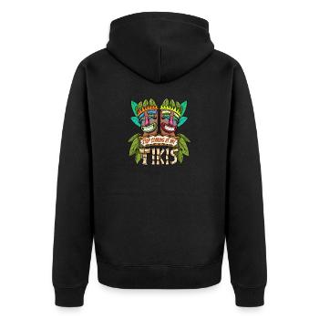 Tiki Head Stop Starimg At My Tikis Hawaii Luau - Unisex Premium Organic Zip Hoodie - black - Back - Nico (187cm)