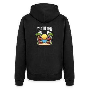 Tiki Head It's Tiki Time Hawaiian Hawaii Luau - Unisex Premium Organic Zip Hoodie - black - Back - Nico (187cm)