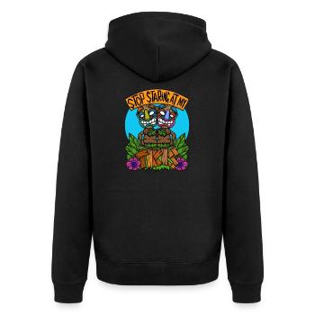 Stop Staring At My Tiki Hawaiian Hawaii Luau - Unisex Premium Organic Zip Hoodie - black - Back - Nico (187cm)