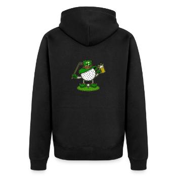 Golf Player Golf With Aviator Cap Golf Court - Unisex Premium Organic Zip Hoodie - black - Back - Nico (187cm)