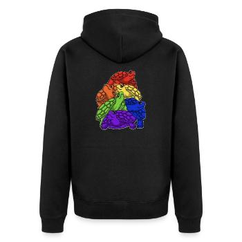 Turtle Stack LGBTQ Gay Pride Rainbow Flag LGBT - Unisex Premium Organic Zip Hoodie - black - Back - Nico (187cm)