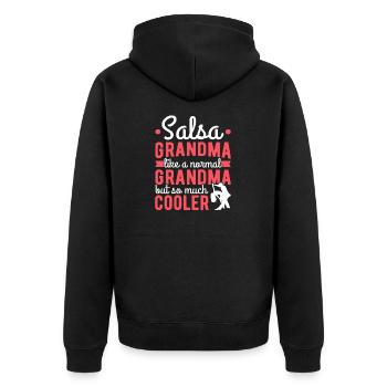 Salsa Grandma Much Cooler Latin Dance Salsa - Unisex Premium Organic Zip Hoodie - black - Back - Nico (187cm)