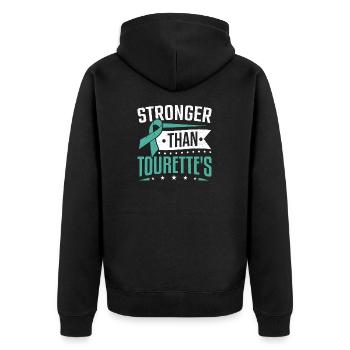 Tourette Syndrome Stronger Than Tourettes - Unisex Premium Organic Zip Hoodie - black - Back - Nico (187cm)