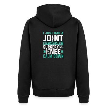 Chirurgie du genou Chirurgie de remplacement articulaire dans mon genou - Veste à capuche bio Premium Unisexe - noir - Dos - Nico (187cm)