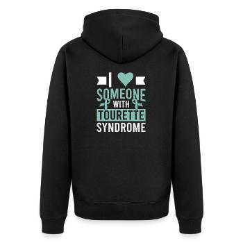Tourettes I love Someone With Tourette Syndrome - Unisex Premium Organic Zip Hoodie - black - Back - Nico (187cm)