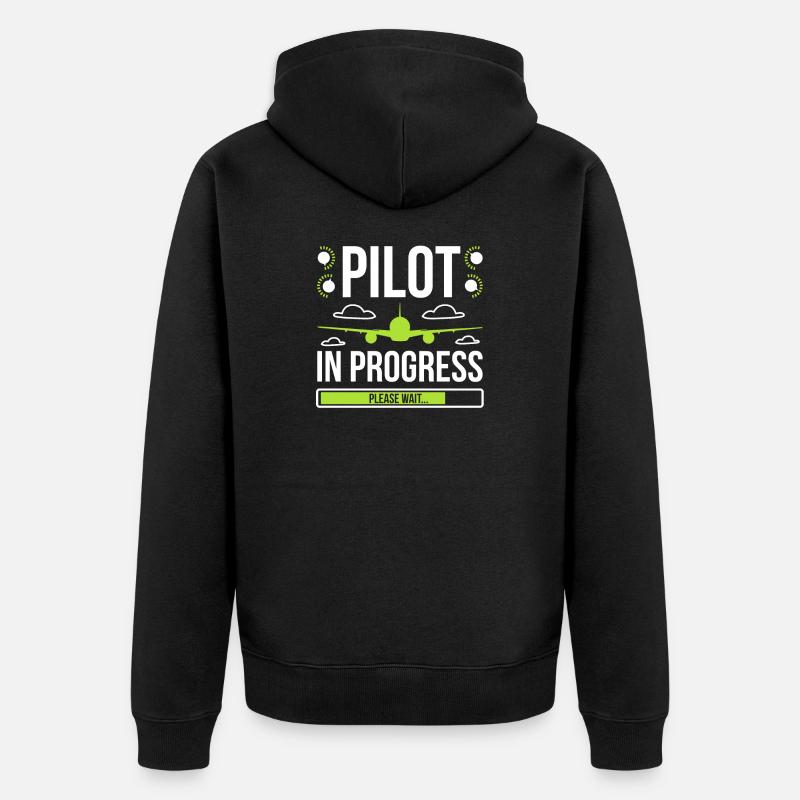 Aviator Pilot in Arbeit - Unisex Premium Bio Zip Hoodie - Schwarz