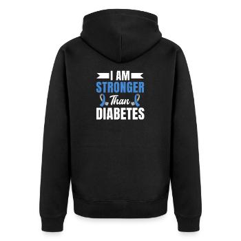 Typ-Eins-Diabetes Ich bin stärker als Diabetes - Unisex Premium Bio Zip Hoodie - Schwarz - Hinten - Nico (187cm)