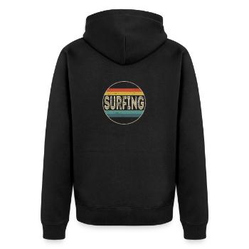 Surfer Riding Waves Surfin Surfing - Unisex Premium Organic Zip Hoodie - black - Back - Nico (187cm)