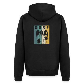 Surfer Riding Waves Surfin Surfing - Unisex Premium Organic Zip Hoodie - black - Back - Nico (187cm)