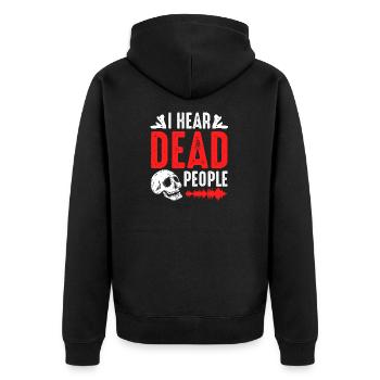 J’entends des morts enquêteur paranormal - Veste à capuche bio Premium Unisexe - noir - Dos - Nico (187cm)