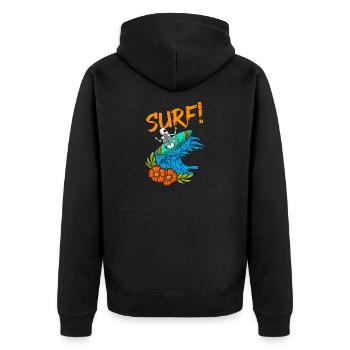 Surfer Riding Waves Surfin Skeleton Surfing - Unisex Premium Organic Zip Hoodie - black - Back - Nico (187cm)