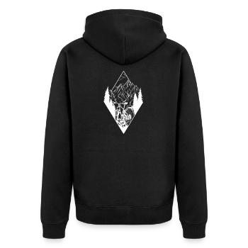 Mountain Biking Mountain Bike Downhill - Unisex Premium Organic Zip Hoodie - black - Back - Nico (187cm)