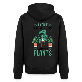 Hobbygärtner Geschenke | Zimmerpflanzen Pflanzen - Unisex Premium Bio Zip Hoodie - Schwarz - Hinten - Nico (187cm)