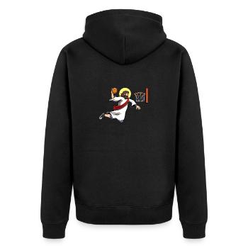 Basketball Player Dunking Baskeball Jesus - Unisex Premium Organic Zip Hoodie - black - Back - Nico (187cm)