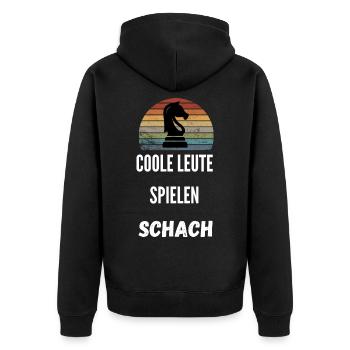 Schach Geschenk Schachspieler Queens Gambit - Unisex Premium Bio Zip Hoodie - Schwarz - Hinten - Nico (187cm)