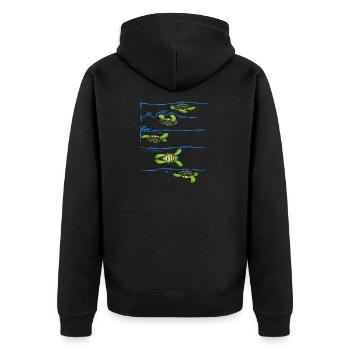 Schwimmer drehen Turtle Swim - Unisex Premium Bio Zip Hoodie - Schwarz - Hinten - Nico (187cm)