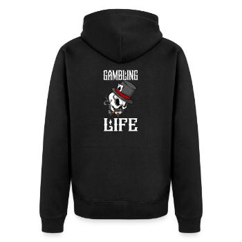 Pokerspieler Casino Glücksspiel Leben - Unisex Premium Bio Zip Hoodie - Schwarz - Hinten - Nico (187cm)