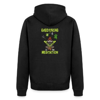Gardeing ist mein Meditationsgarten Gnome Gardening - Unisex Premium Bio Zip Hoodie - Schwarz - Hinten - Nico (187cm)