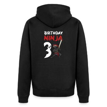 Fête d’anniversaire Ninja japonais de 3 ans Anniversaire - Veste à capuche bio Premium Unisexe - noir - Dos - Nico (187cm)