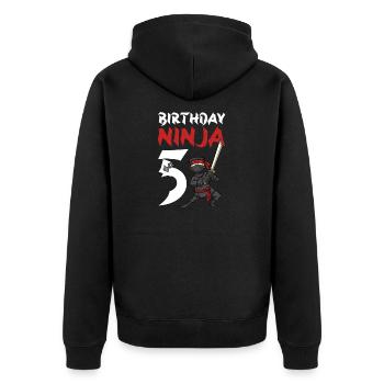 Fête d’anniversaire Ninja japonais de 5 ans Anniversaire - Veste à capuche bio Premium Unisexe - noir - Dos - Nico (187cm)